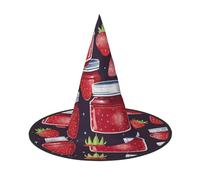 HDSKFNS Strawberry Jam 04 Print Halloween Witch Hat Wizard Hat For Parties Perfect Accessory For Costumes Holiday Party