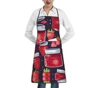 HDSKFNS Strawberry Jam 04 Print Kitchen Apron Gardening Apron Aprons With Pocket For Cooking Kitchen Gardening And Salon, White, One Size