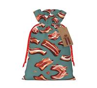 HDSKFNS Streaky Bacon Pattern Xmas Burlap Bag Christmas Drawstring Bag Holiday New Year Party Home Office Packaging