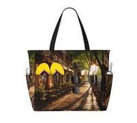 HDSKFNS Street In Paris Town Print Each Travel Bag Large Capacity Tote Bags Foldable Pool Bag Zipper Handbags Vacation