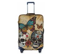 HDSKFNS Sugar Skulls Butterfly Print Suitcase Covers For Luggage Suitcase Cover Travel Luggage Cover Fits 18-32 Inch Suitcases, White, X-Large