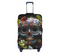 HDSKFNS Sugar Skulls Butterfly Print Suitcase Covers For Luggage Suitcase Cover Travel Luggage Cover Fits 18-32 Inch Suitcases, White, Medium