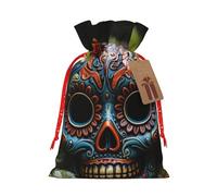 HDSKFNS Sugar Skulls Butterfly Xmas Burlap Bag Christmas Drawstring Bag Holiday New Year Party Home Office Packaging