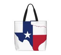 HDSKFNS Texas State Flag Map Print Reusable Tote Bag For Women Grocery Bags Shoulder Bag With Zipper Work Travel Shopping