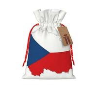 HDSKFNS The Czech Republic Flag Map Xmas Burlap Bag Christmas Drawstring Bag Holiday New Year Party Home Office Packaging