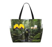 HDSKFNS Tropical Wilderness Jungle Print Each Travel Bag Large Capacity Tote Bags Foldable Pool Bag Zipper Handbags Vacation