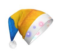 HDSKFNS Ukrainian Flag Print Christmas Hat For Adult Santa Hats With Led Lights Xmas Hat Headwear Christmas New Year