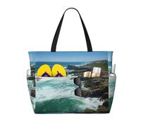 HDSKFNS Us Map Seashore Print Each Travel Bag Large Capacity Tote Bags Foldable Pool Bag Zipper Handbags Vacation
