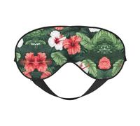 HDSKFNS Vegetation Leaves With Hibiscus Flowers01 Print Sleep Mask Silk-Like Eye Mask Sleeping Eye Mask For Women Men For Travel Sleep Relaxation