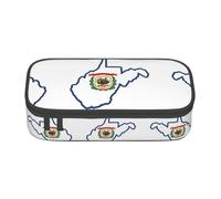 HDSKFNS West Virginia State Flag Map Print Pencil Case-Pencil Bag Artists' Pens,Pencils Marker Box Large Capacity Perfect Work Travel
