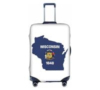 HDSKFNS Wisconsin State Flag Map Print Suitcase Covers For Luggage Suitcase Cover Travel Luggage Cover Fits 18-32 Inch Suitcases, White, Large