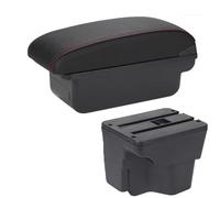 HDSNWG Armrest Box With Multifunctional Support PU Upholstered Car Interior Modification Accessories For Rio 3 2011-2016(C1 Black red NO USB)