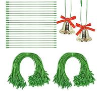 HDST-HOME 500 Pieces Ornament Hangers Snap Fasteners Lock String Tags Hanger Polyester Ropes for Christmas Valentine's Day Party Hanging Decor Hanging Decorations (Green)