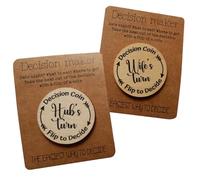 HDSterHeart Decision Maker Coin Funny Couple Gifts for Women Men, Couples Decision Making, Wooden Decision Flip Coin, Double-Side Decision Coin, Gift for Husband Wife, Funny Couple Games