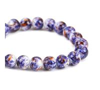 HDSupplies Purple/Brown/White Splatter Style Glass Rounds Beads for DIY Jewelry Making - 9mm Diameter - Hole Size: 1.2mm - 1 Strand (Approx 42pcs)