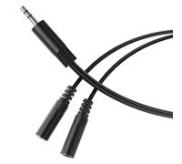 HDSupply Audio Splitter, Y Cable, 3.5 mm Aux Y Adapter for Two Earphones, Dual 3 Pole Stereo Plug, Splitter for Headphones, Mobile Phone, Smartphone, PC, Black