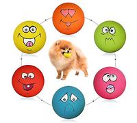 HDSX Smile Face Dog Squeaky Toys Soft Latex Squeak Balls for Puppy Small Pet Dogs 6 Pcs/Set