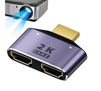 HDTV Splitter - Double Monitor Adapter for Wide Applications | Plug and Play with Gold Plated Interface & 2K 60Hz Resolution for HDTVs, Players, LCD Monitors and Projectors, 4.3x3.5x1.0cm