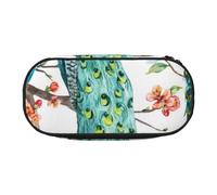 HDTVTV Beautiful Peacock Flowers Print Pencil Pouch Pen Case Portable Pencil Bag with Zipper Cosmetic Pouch Bag
