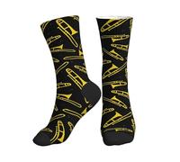 HDTVTV Black And Yellow Trombone, Sports Compression Socks Adult Mid-Tube Sports Socks,2 Black-2
