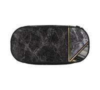 HDTVTV Black Marble Texture Gold Printed Pencil Pouch Pen Case Portable Pencil Bag with Zipper Cosmetic Pouch Bag