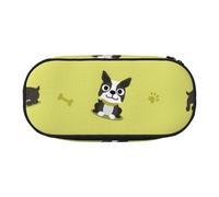 HDTVTV Cartoon Boston Terrier Dog Pencil Pouch Pen Case Portable Pencil Bag with Zipper Cosmetic Pouch Bag