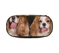 HDTVTV Cavalier King Charles Spaniel White Brown Dogs Pencil Pouch Pen Case Portable Pencil Bag with Zipper Cosmetic Pouch Bag