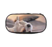 HDTVTV Cute Little Dog Jack Russell Terrier Pencil Pouch Pen Case Portable Pencil Bag with Zipper Cosmetic Pouch Bag