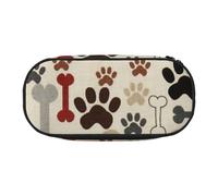 HDTVTV Dog Paws and Bones Pencil Pouch Pen Case Portable Pencil Bag with Zipper Cosmetic Pouch Bag