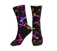 HDTVTV Glow In Dark Splatter Neon, Sports Compression Socks Adult Mid-Tube Sports Socks,1 Black