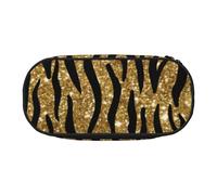 HDTVTV Gold Glitter Animal Print Pencil Pouch Pen Case Portable Pencil Bag with Zipper Cosmetic Pouch Bag