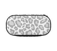 HDTVTV Grey White Leopard Print Pencil Pouch Pen Case Portable Pencil Bag with Zipper Cosmetic Pouch Bag