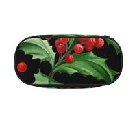 HDTVTV Merry Christmas Holly Pencil Pouch Pen Case Portable Pencil Bag with Zipper Cosmetic Pouch Bag
