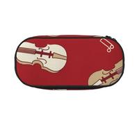 HDTVTV Music Violin Red Note Pencil Pouch Pen Case Portable Pencil Bag with Zipper Cosmetic Pouch Bag