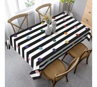 HDTVTV Rectangular Tablecloth, Washable, Suitable For Birthday Parties And Coffee Table Decoration, 35 X 55 Inches.Rainbow Polka Dot Stripe Black And White Print