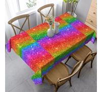 HDTVTV Rectangular Tablecloth, Washable, Suitable For Birthday Parties And Coffee Table Decoration, 35 X 55 Inches.Shiny Sparkles Rainbow Colors Glitter