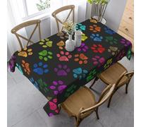 HDTVTV Rectangular Tablecloth, Washable, Suitable For Birthday Parties And Coffee Table Decoration, 35 X 55 Inches.Colorful Dog Paw Rainbow Cute Pet Animal