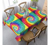 HDTVTV Rectangular Tablecloth, Washable, Suitable For Birthday Parties And Coffee Table Decoration, 35 X 55 Inches.Rainbow Color Tie Dye