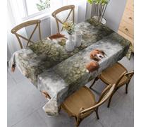 HDTVTV Rectangular Tablecloth, Washable, Suitable For Birthday Parties And Coffee Table Decoration, 35 X 55 Inches.Dogs In The Water River Brown White Dogs Paniel