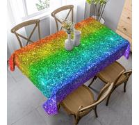HDTVTV Rectangular Tablecloth, Washable, Suitable For Birthday Parties And Coffee Table Decoration, 35 X 55 Inches.Multicolor Rainbow Glitter