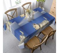 HDTVTV Rectangular Tablecloth, Washable, Suitable For Birthday Parties And Coffee Table Decoration, 35 X 55 Inches.Westie Winter West Highland White Terrier Dogs
