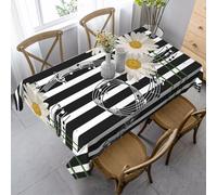 HDTVTV Rectangular Tablecloth, Washable, Suitable For Birthday Parties And Coffee Table Decoration, 35 X 55 Inches.Daisy Flower Musical Note Stripe Pattern
