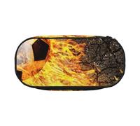 HDTVTV Soccer Ball in Burning Fire Flames Pencil Pouch Pen Case Portable Pencil Bag with Zipper Cosmetic Pouch Bag