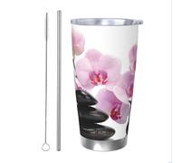 HDTVTV Stones and Pink Orchid Insulated Water Bottle 20 Oz Stainless Steel Mug Vacuum Tumbler Water Flask