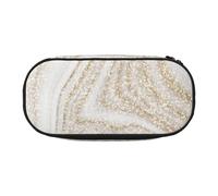 HDTVTV White Marble Gold Glitter Pencil Pouch Pen Case Portable Pencil Bag with Zipper Cosmetic Pouch Bag