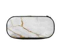 HDTVTV White Marble Gold Pattern Pencil Pouch Pen Case Portable Pencil Bag with Zipper Cosmetic Pouch Bag