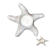 Hdtyyln Cast Iron Candlestick Holders, Starfish Votive Candle Holder, Coastal Tealight Candle Tray, Diameter 1.57"/4cm, Beach Style, Metal Candlesticks Holder for Wedding Party, Incense Spa (White)