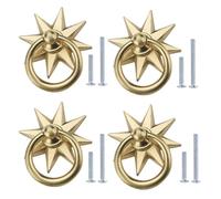 Haidong 4 Pcs Creative Zinc Alloy Octagonal Star Retro Door Handle Copper Brushed Knob Shoe Closet Drawer Pull Hardware