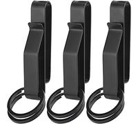 Hduacuge 3 Sets Duty Belt Key Holder, Belt Key Clip, Stainless Steel Stealth Belt Loop Key Ring Holder with Keyrings