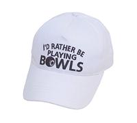 HDUK Accessories I'd Rather Be Playing Bowls Bowling 100% Cotton Baseball Cap/Unisex/One Size (Adjustable) White